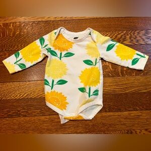 Monica & Andy Long Sleeve Organic Cotton Sunflower Onesie Body Suit Size 3-6 Mon